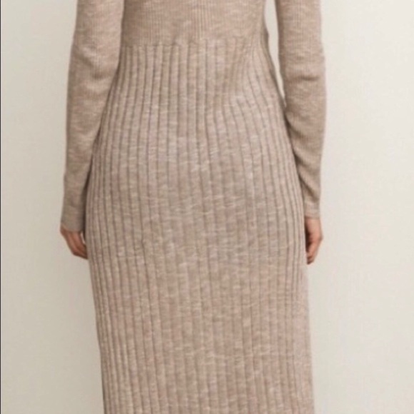 TAN LONGLINE V-NECK MAXI CARDIGAN SWEATER - Picture 6 of 9